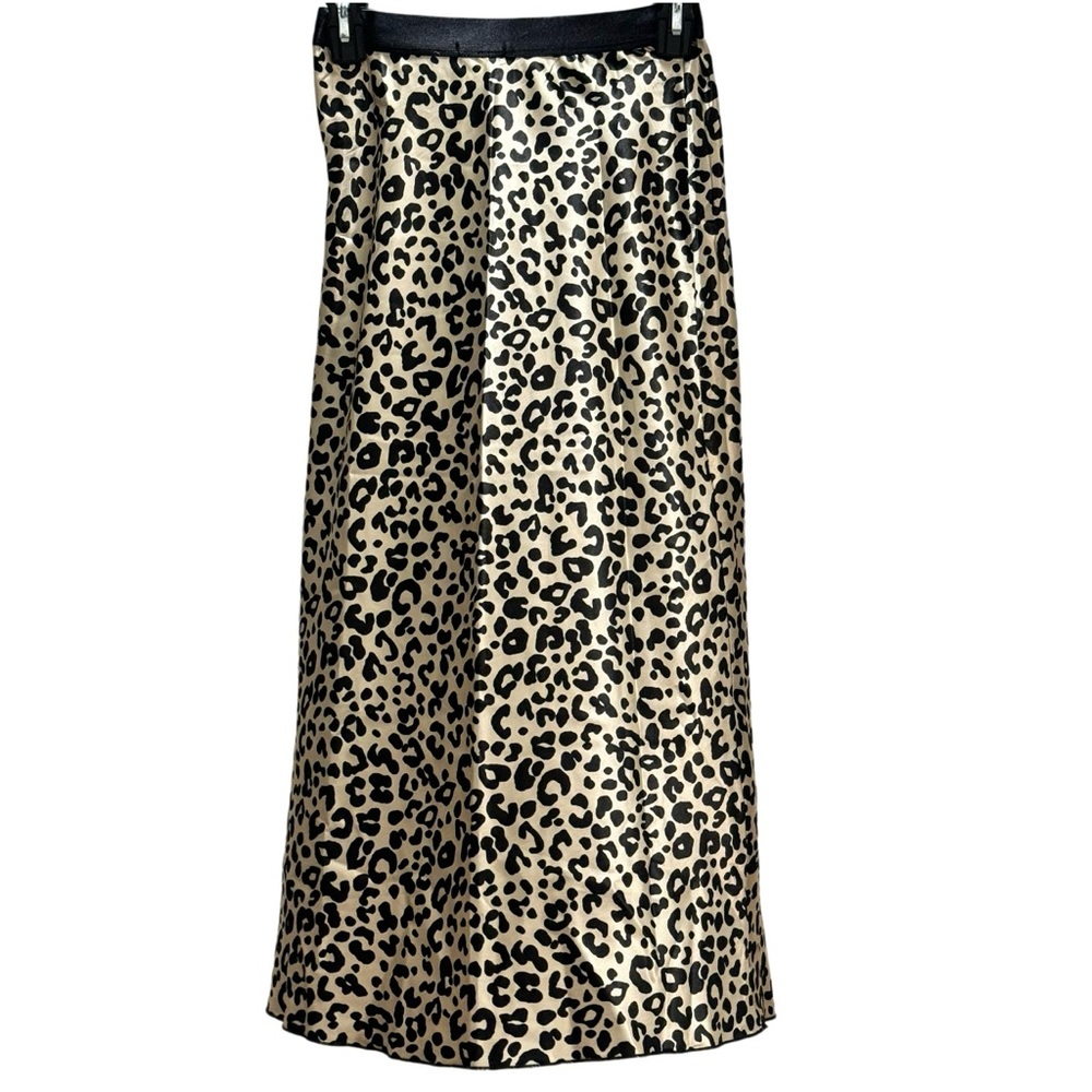 Victoria's Secret x Knit Riot Satin Skirt | Leopard Print Black Elastic Waist XS